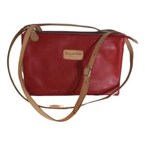 Red Leather Crossbody Bag, Moscardini Firenze, Zip Top